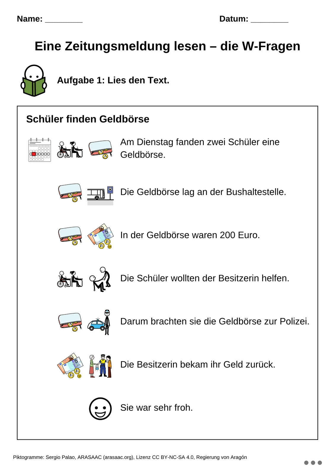 Stufe 3: Textseite mit Symbolen, Text schwarz.